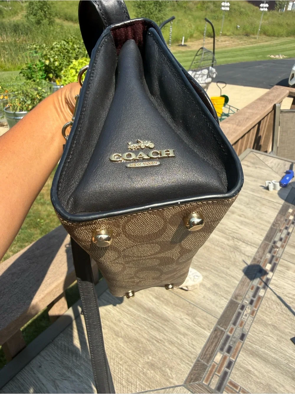 Coach Tilly Top Handle Satchel (Model F76620) in Signature Canvas and Leather. - Picture 9 of 12